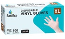 Saniflex Disposable Vinyl Gloves, Powder Free - Clear - 100 Pack ( Carton of 10 boxes )