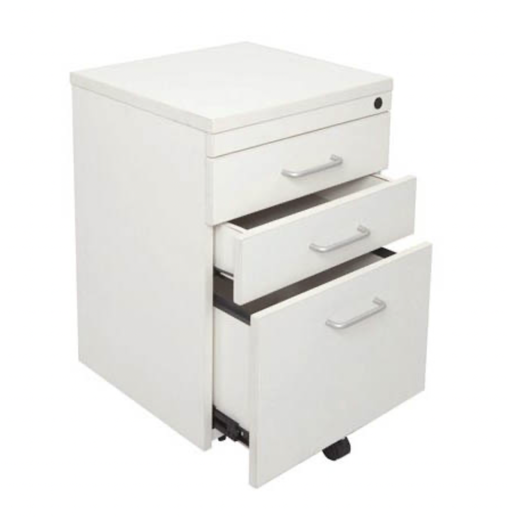 RAPID WORKER MOBILE PEDESTAL 3-DRAWER LOCKABLE 690 X 465 X 447MM (WHITE)
